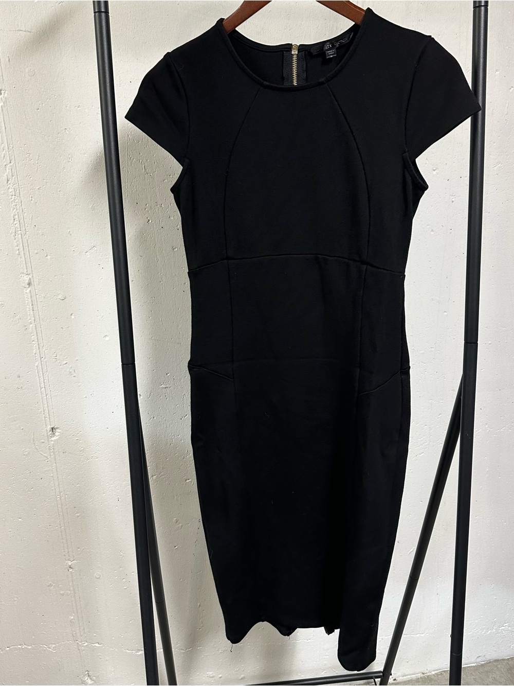 Felicity & Coco Black Cap-Sleeve Midi Sheath Dress